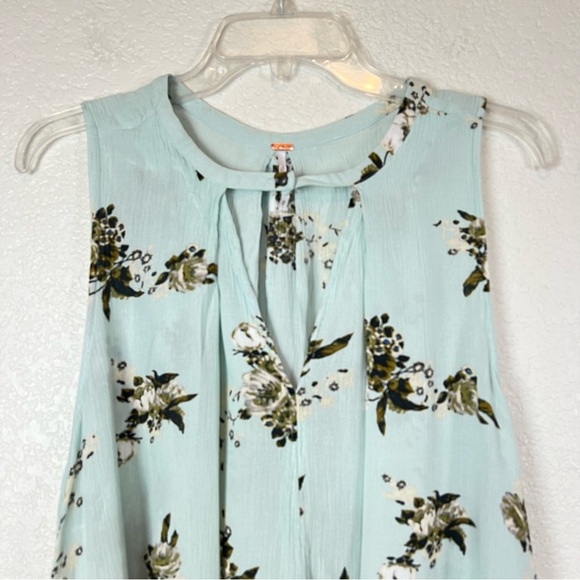 Free People Floral Mint Green Tree Swing Trapeze Sleeveless Tunic Dress Medium - Picture 4 of 10